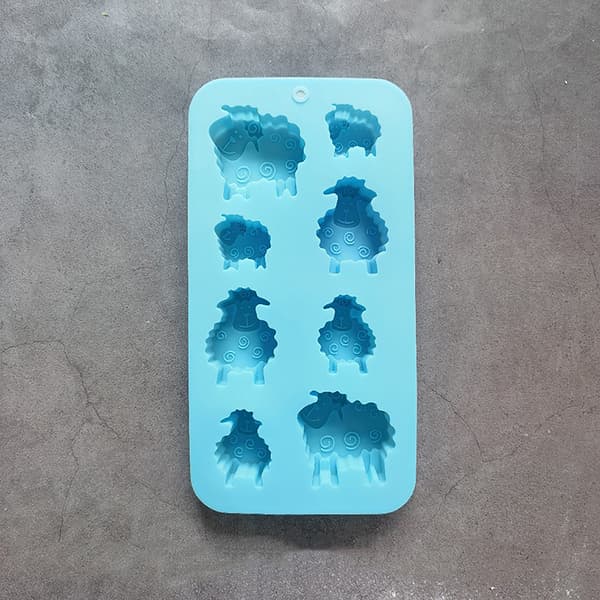 8 Huller Får Dyreformet Silikoneform DIY Candy Biscuit Jel Blue