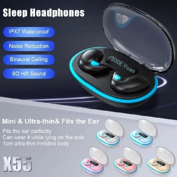 Trådlösa Mini Bluetooth-hörlurar med gratis Freebie BT5.3 Sleep Black