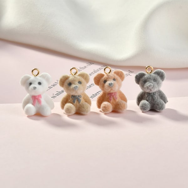 Flockande liten björn hänge DIY smycken örhänge halsband Materi Orange