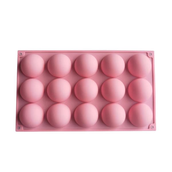 15 halvsirkelformede silikonformer for DIY-baking av pudding M Pink