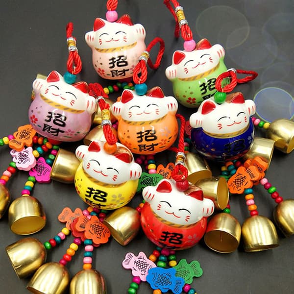 Fortune Cat Keramiska Vindspel Hängande Bilberlock Trädgårdsberlock A3
