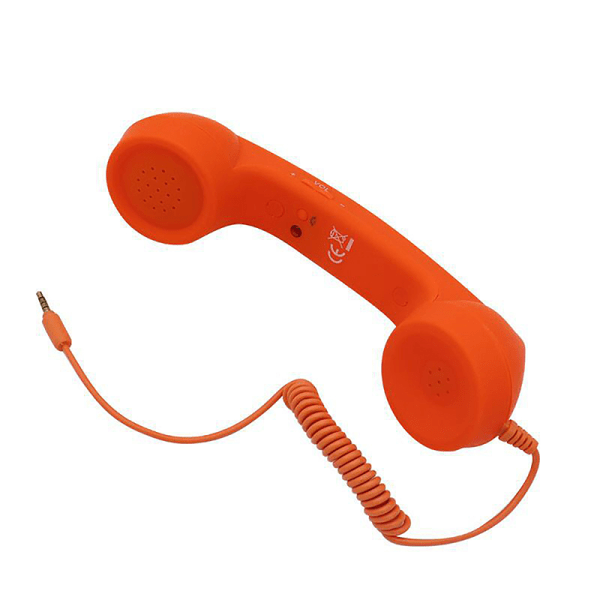 Retro telefonrør 3,5 mm stilfuldt klassisk håndsæt Orange