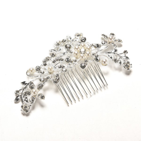 Nya Crystal Rhinestone Bröllop Flower Pearls Hårklämma