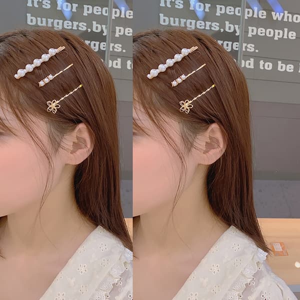 3/4/5 st Rhinestone Hårklämmor Big Pearl Hårnålar Barrette Cli G