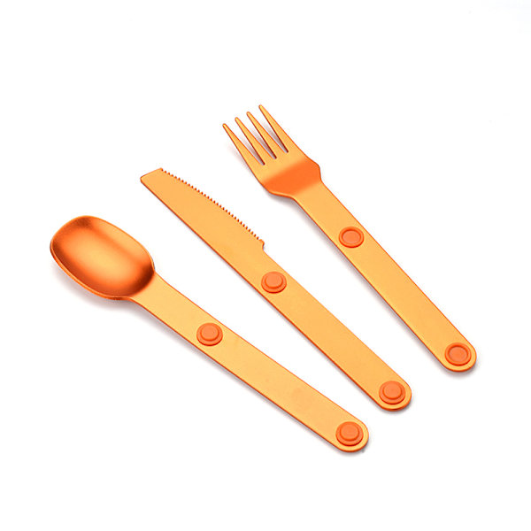 3 kpl kannettava set Connect Magneettinen haarukkalusikka Orange