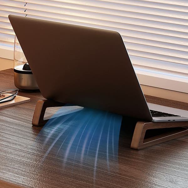 Bærbar computerstander i træ Ergonomisk trekantet design Skrivebordsforhøjer Til A1