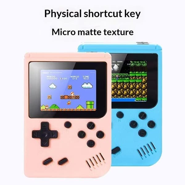 Dubbel Man Retro Bärbar Mini Handhållen Spelkonsol Med Handtag Pink