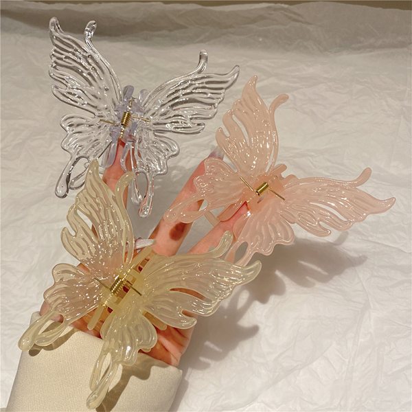 Mote Butterfly Hårklemme Bakhodet Hårnål Shark Clip Kvinner Clear