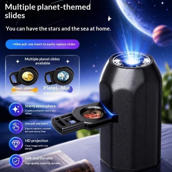 USB Planet Stjerneprojektor Mini Galakse Projeksjonslampe Bærbar A3
