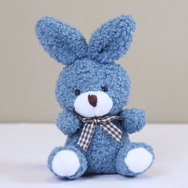 Sittende holdning sløyfe Plysj leketøy Bunny Doll Myk utstoppet Anim Blue