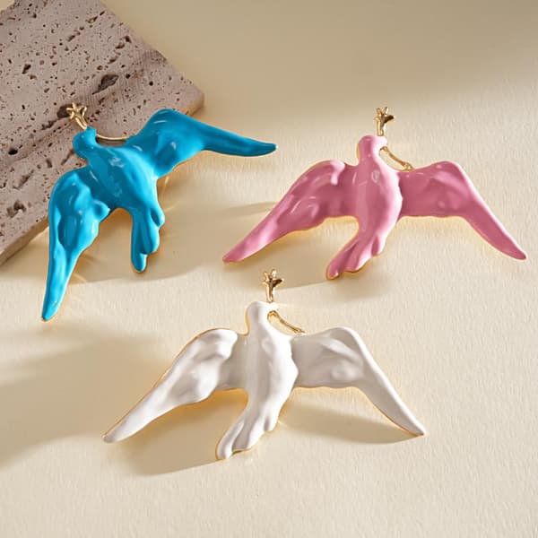 Legert emaljert fredsdue-brosje for kvinner Smykkebrosjer B