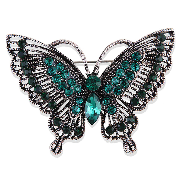 Vintage Crystal Butterfly -rintakorut naisten takkikorujuhliin Blue