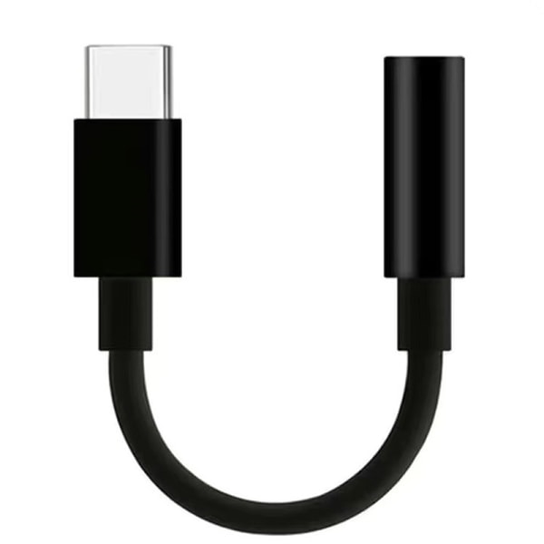 Type C til 3,5 mm Aux Adapter Type-c 3,5 Jack o Kabel Hodetelefon C Black