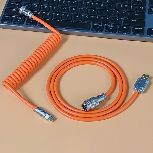 aron 1,8 m oprullet Type-C til USB Et TPU mekanisk tastaturkabel A