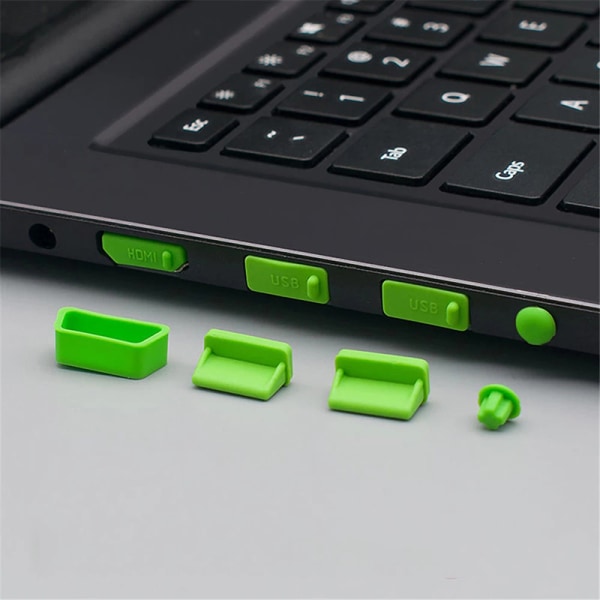 16st/ set Laptop dammplugg Set USB Port VGA gummiskydd Black