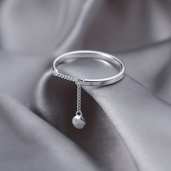 Chain Tofs Ring Justerbar Enkelt Mode Dam Party Ring J Rose Gold