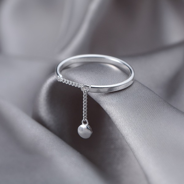 Chain Tofs Ring Justerbar Enkelt Mode Dam Party Ring J Silver