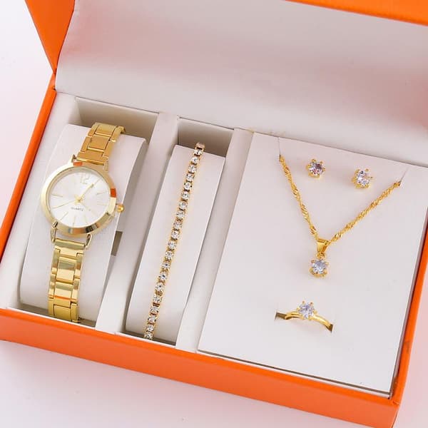 6 STK/Sæt Dameur Mode Rhinestone Quartz Ur Smykker A4