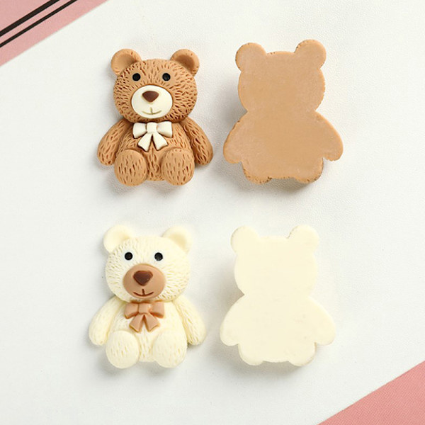 10 stk Cartoon Resin Mini Bear Charms For DIY smykker Making Acc White