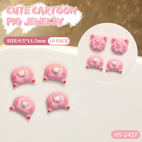 10 kpl DIY Nail Art Charm 3D Pinkki Sarjakuva Pig Piggy Butt Nail Dri C 10Pcs