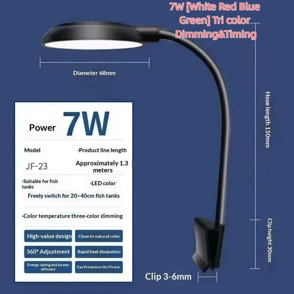 USB Akvarium LED-lampa Klämma Akvarieljus Dekor Vattenväxter Multi A4