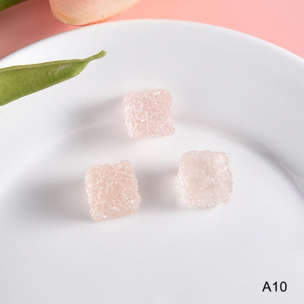 10 stk Mini Lysende Farverig Firkantet Sugar Game Flatback Resin A13