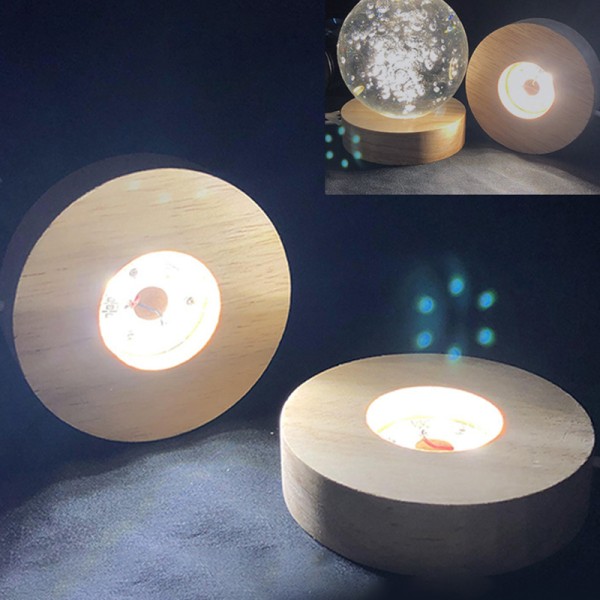 Træ LED lys Display Base Krystalglas Resin Art Ornament Multicolor light