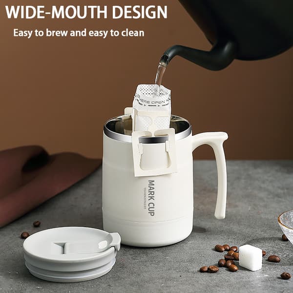 Termisk kaffemugg med sked Dubbelväggig rostfri mugg F A6