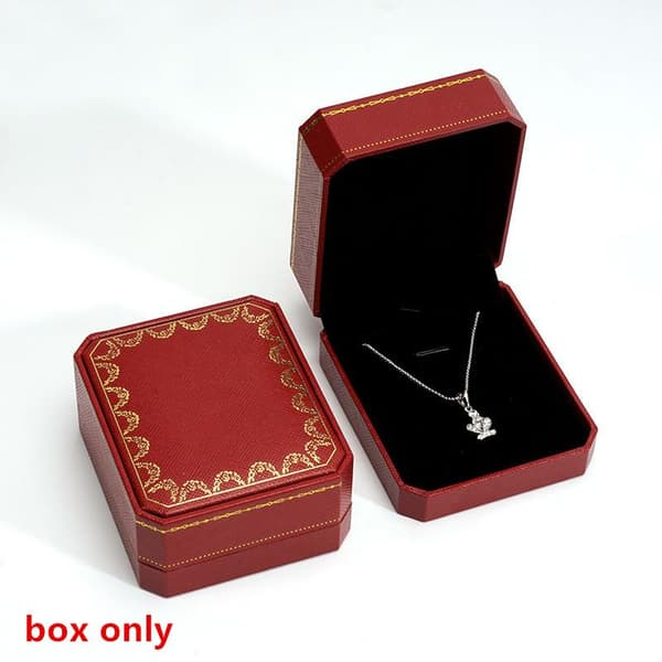 Halsband Display Box Sammet Foder Elegant Hänge Förvaringsfodral C Red