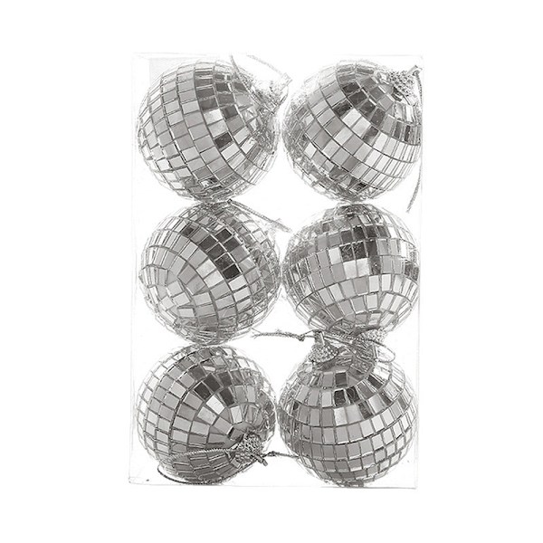 1Pack 2-10cm Julkula Xmas Tree Hängande Ornament Spegel 4CM 6Pcs/lot