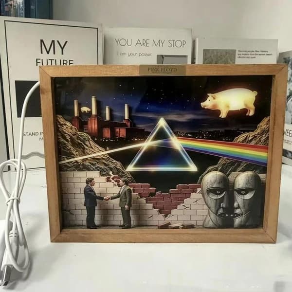 3D Träskugglåda LED-ljusdesign för rockmusikfans hem