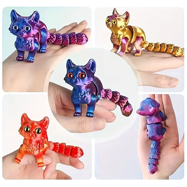12 cm leddet 3D-printet katt og dyr leker dekor for White
