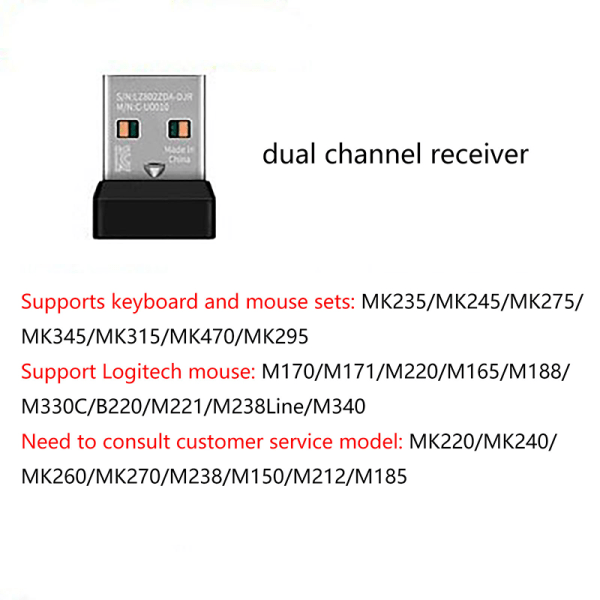 1 stk trådløs donglemodtager samlende USB-adapter til Logitech 2
