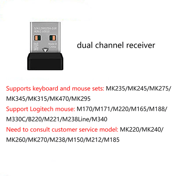 1st trådlös Dongle Receiver Unifying USB Adapter för Logitech 2
