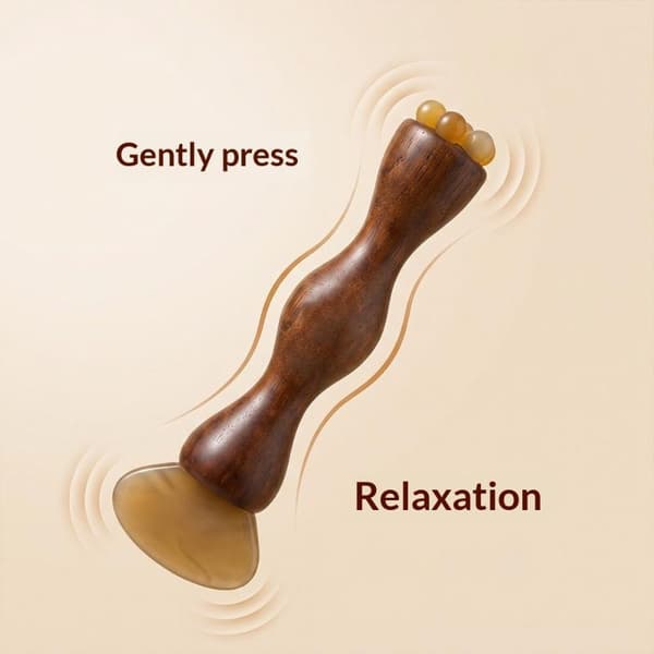 1 stk. Ansigtsmassager Lotusfrøkapsel Skønhed Messingperle Palisander Gua Sha