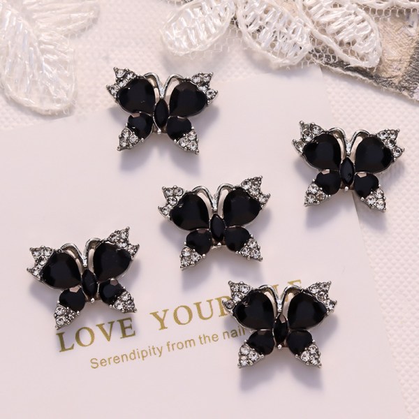 5 kpl Nail Diamond Nail Art Decor Butterfly Love Heart Lock Halk A5