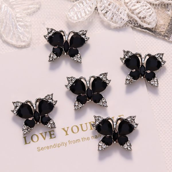 5 Stk Nail Diamond Nail Art Decor Butterfly Love Heart Lock Diam A5