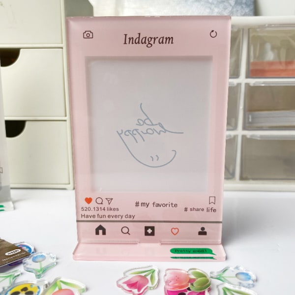 Fotokortshållare Ställ Idol Fotoramar i stilkort Pink