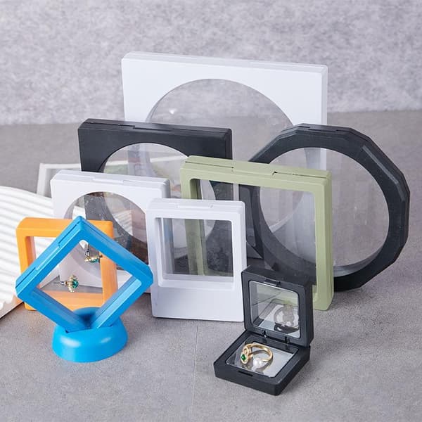 10 st transparent flytande displaylåda plastfilm smyckesförpackning Light blue 7x7cm