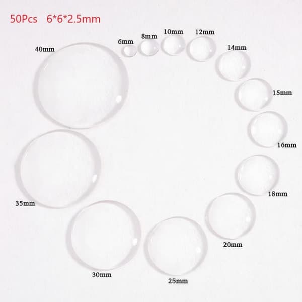 10/50 KPL 6-40mm Pyöreä Kirkas Lasikabochoni Litteä Pohja Läpinäkyvä A4
