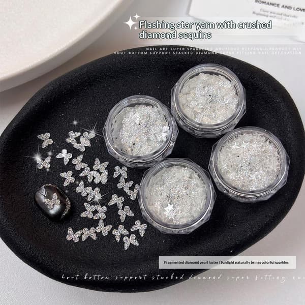 1 krukke glitrende pentagram neglekunstglitter ultratynne flak S A2