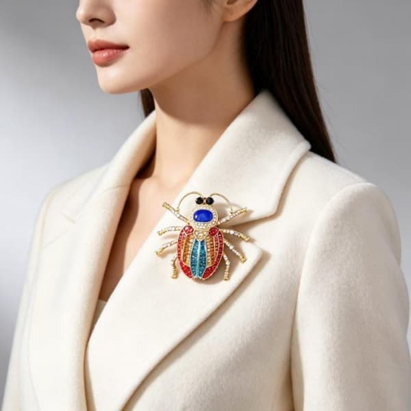 Mode Farverig Mousserende Rhinestone Bille Broche Tøj De
