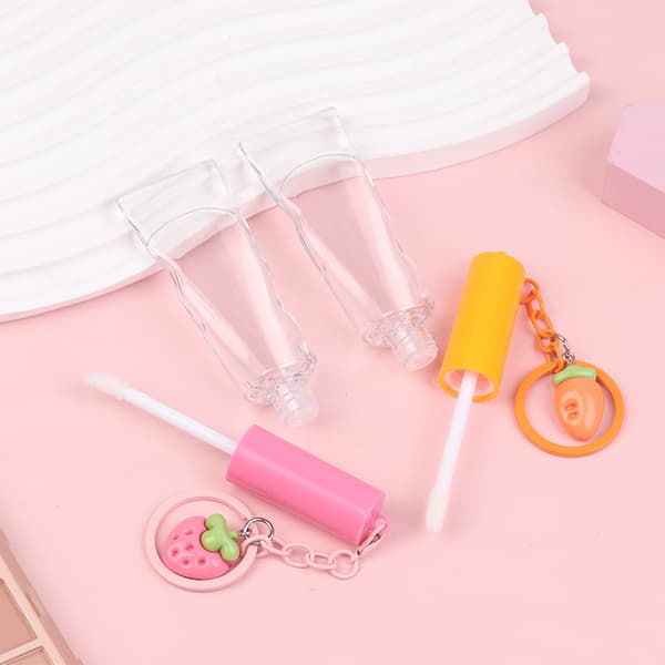 6 ml transparenta läppglansrör i plast med liten kapacitet Pink B