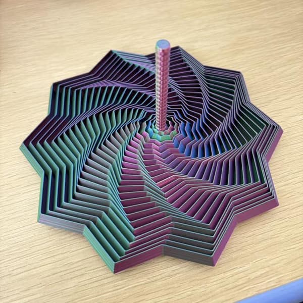 3D-printet sekskantet fidget-spiral-legetøj, strækbart til børn og voksne D size3