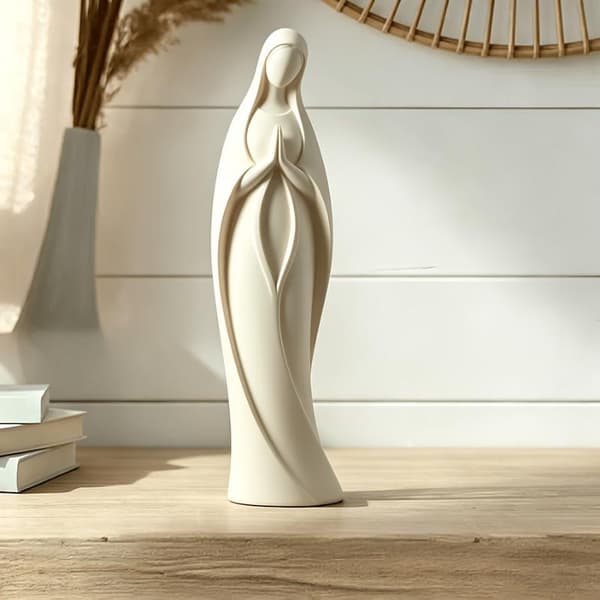 3D-printad bedjande Mariastaty Minimalistisk välsignad moderprydnad S