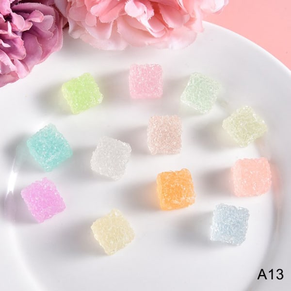 10 kpl Mini Luminous Colorful Square Sugar Game Flatback Resin A13
