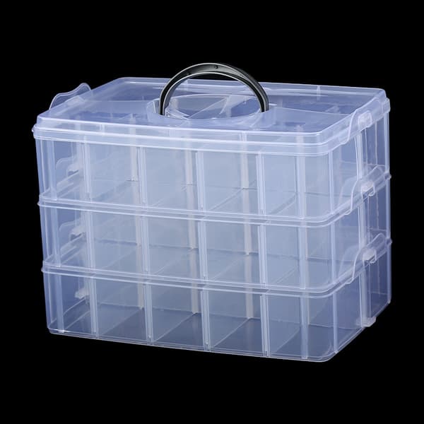3-lagers stapelbar plast smycken pärlor låda arrangör förvaring C Transparent