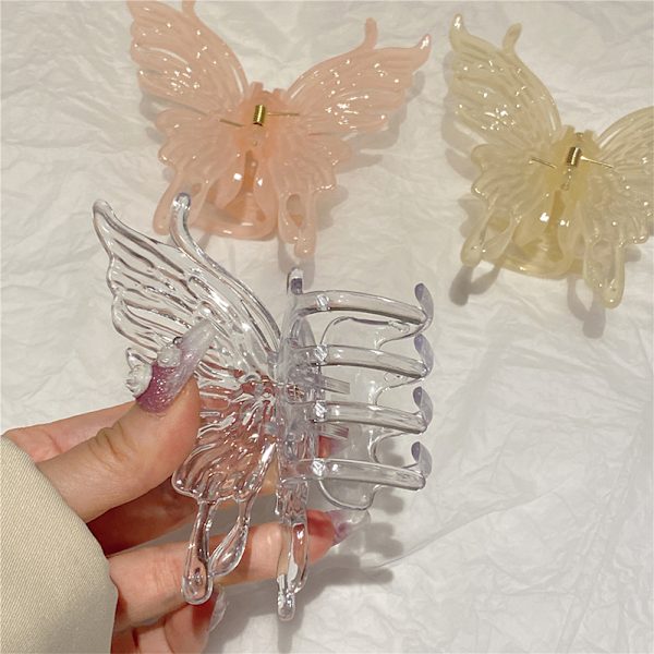 Mote Butterfly Hårklemme Bakhodet Hårnål Shark Clip Kvinner Clear
