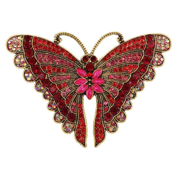Retro innlagt Rhinestone sommerfuglbrosjer for kvinner kåpesmykke A3