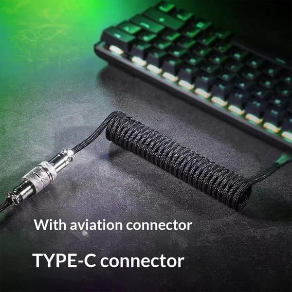 USB Typ C Spiralkabel för Mekaniskt Tangentbord Max Aviation Co A2